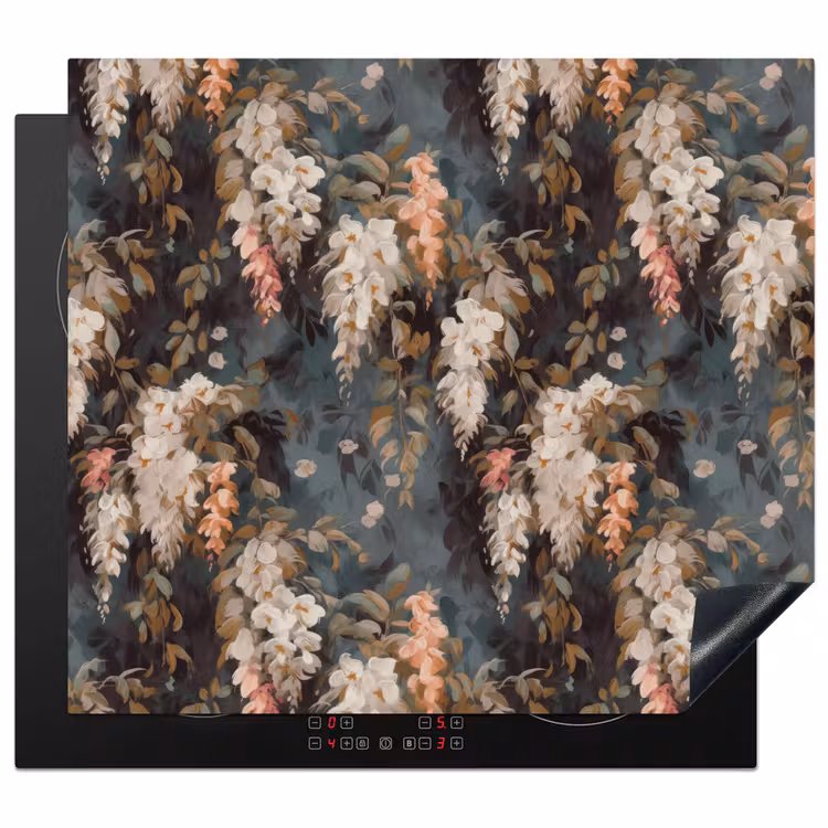 Inductie beschermer - Bloemen - Bladeren - Donker - Patroon — 1