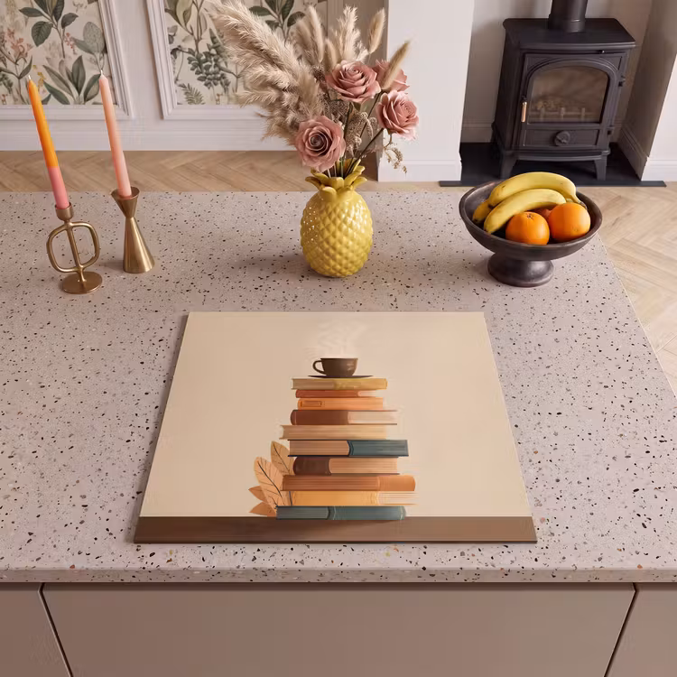 Inductie beschermer - Boeken - Toren - Koffie - Beige — 3