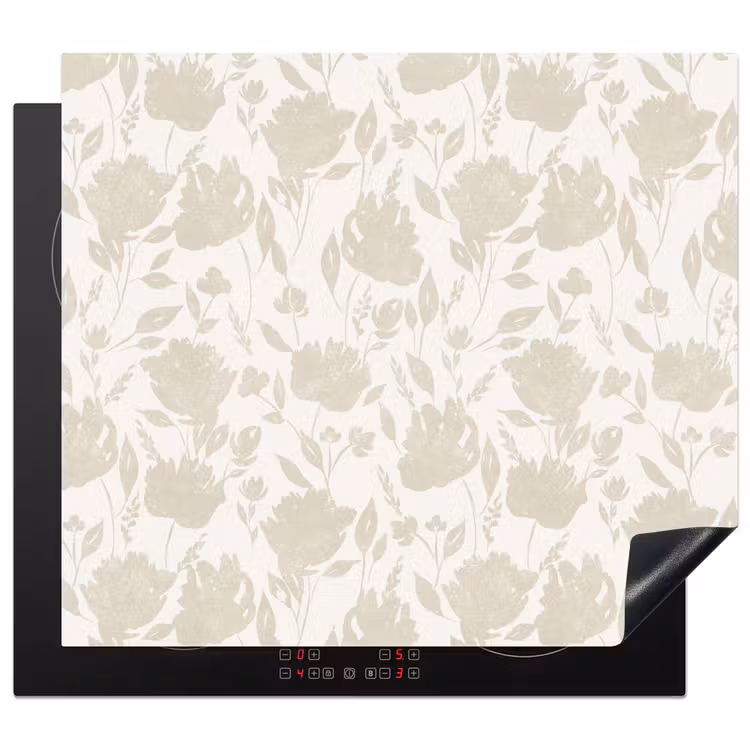 Inductie beschermer - Bloemenpatroon - Silhouet - Wit — 1