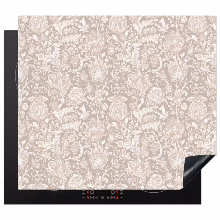 Inductie beschermer - Bloemenprint - Grijs - Crème — 1