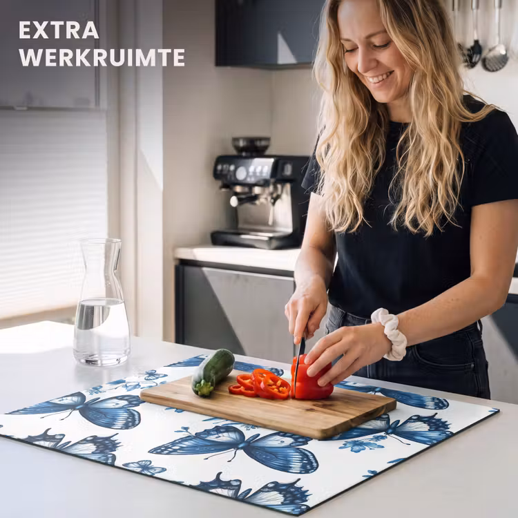 Inductie beschermer - Blauw - Vlinders - Bloemen - Wit — 5