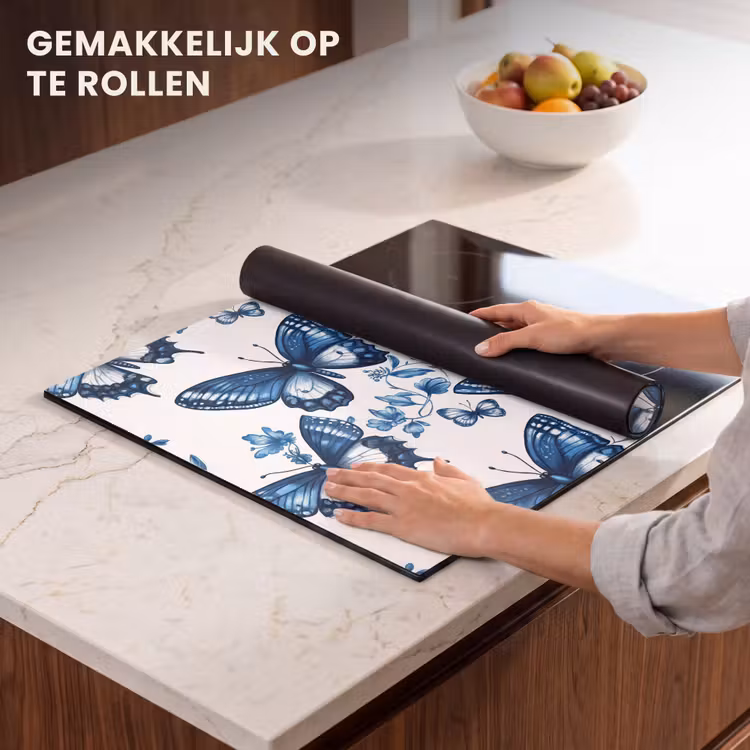 Inductie beschermer - Blauw - Vlinders - Bloemen - Wit — 7