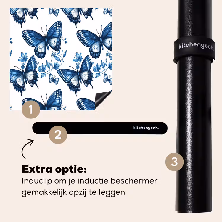 Inductie beschermer - Blauw - Vlinders - Bloemen - Wit — 8