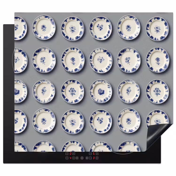 Inductie beschermer - Borden - Bloemen - Blauw - Wit — 1