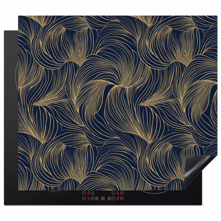 Inductie beschermer - Abstract - Lijnen - Blauw - Goud — 1