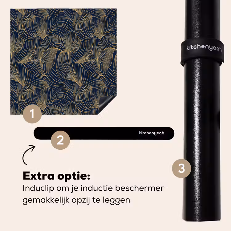 Inductie beschermer - Abstract - Lijnen - Blauw - Goud — 8