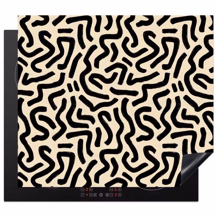 Inductie beschermer - Abstract - Lijnen - Zwart — 1