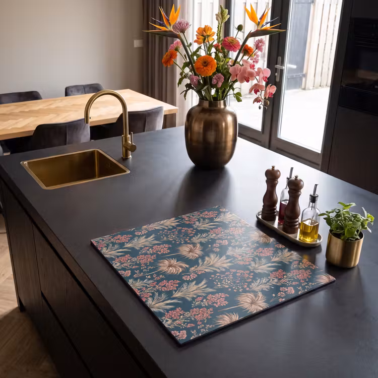 Inductie beschermer - Botanisch - Patroon - Blauw — 2