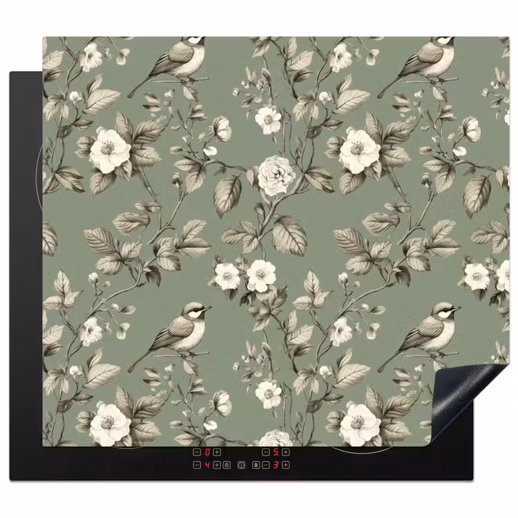 Inductie beschermer - Botanisch - Vogels - Groen — 1