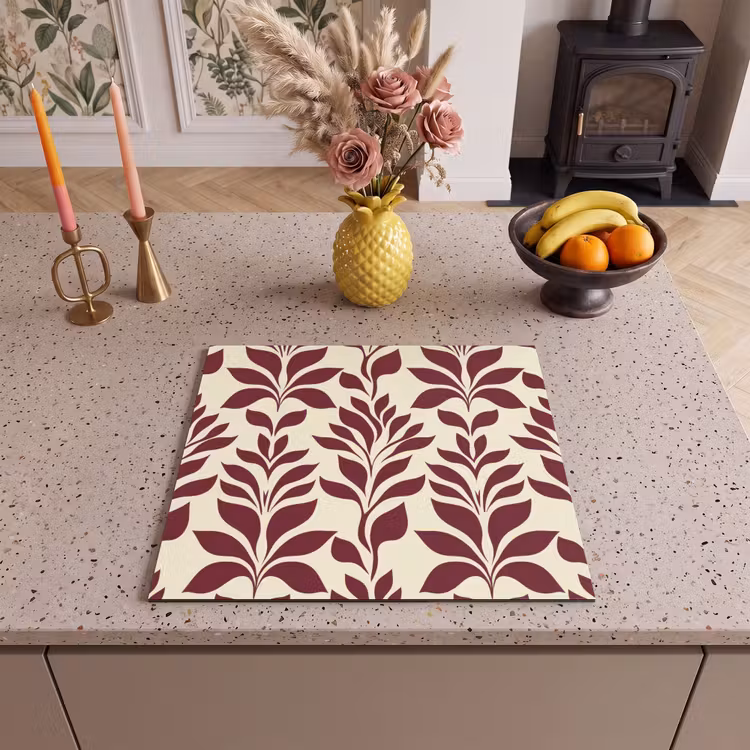 Inductie beschermer - Abstract - Bladeren - Burgundy — 3