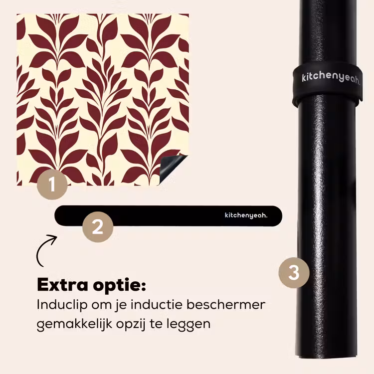 Inductie beschermer - Abstract - Bladeren - Burgundy — 8