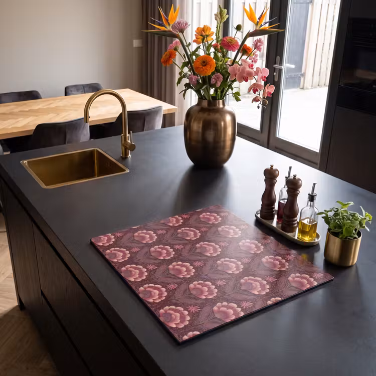 Inductie beschermer - Bloemen - Waaier - Paars — 2