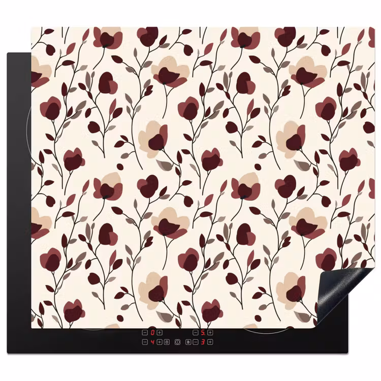Inductie beschermer - Bloemen - Botanisch - Bordeaux — 1