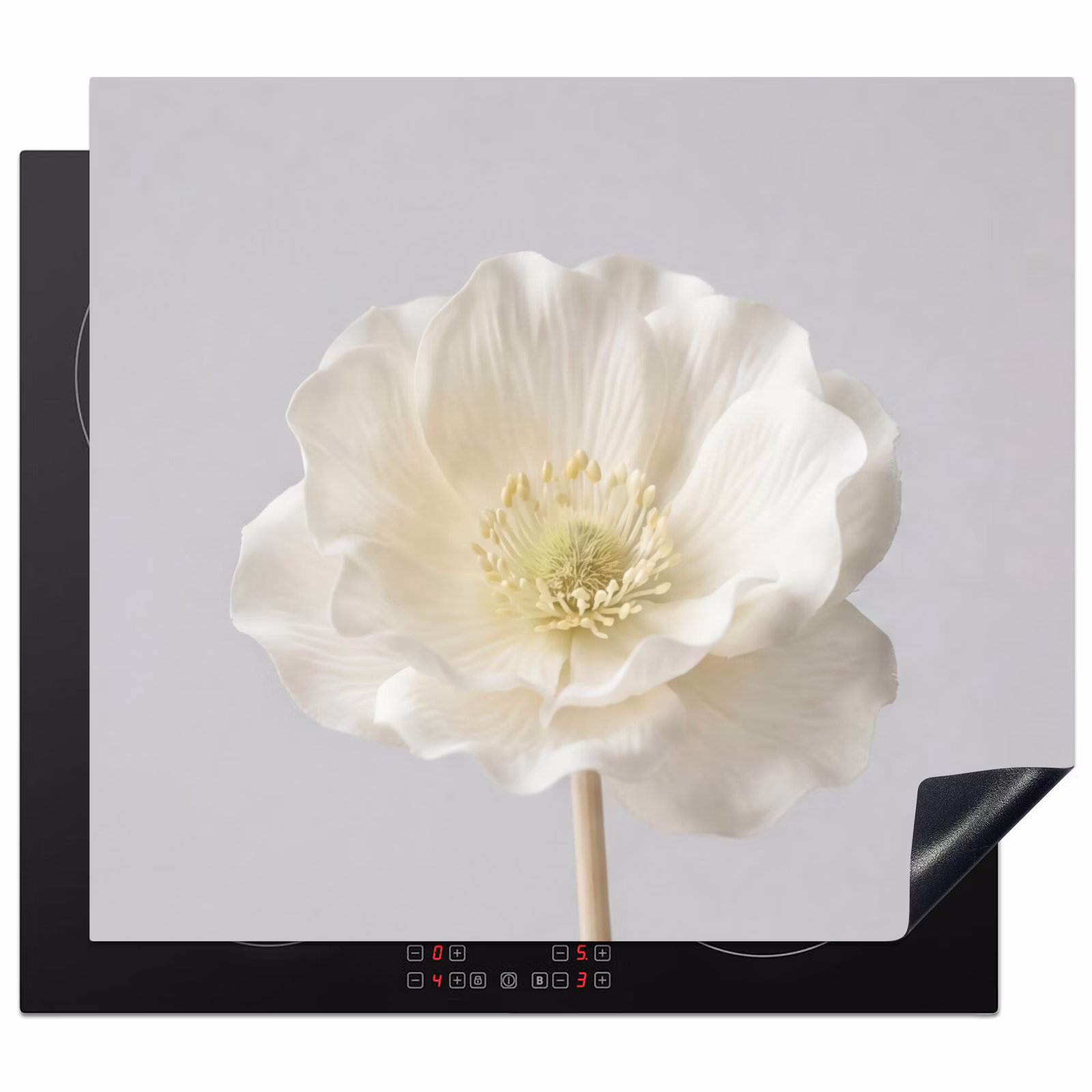 Inductie beschermer - Bloem - Minimalistisch -Wit — 1