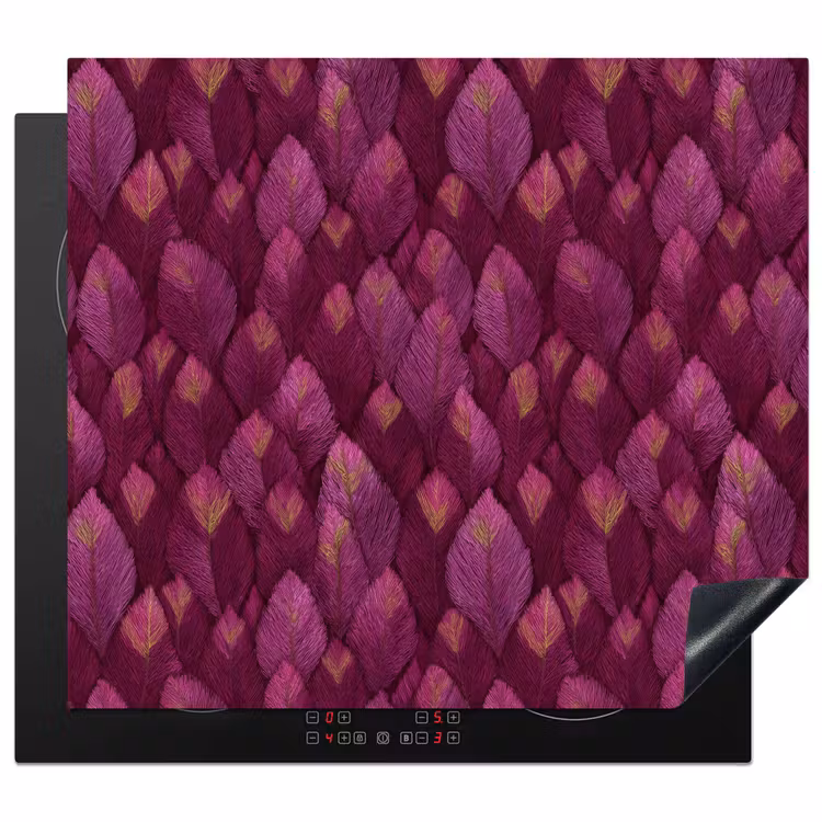 Inductie beschermer - Bladeren - Patroon - Burgundy — 1