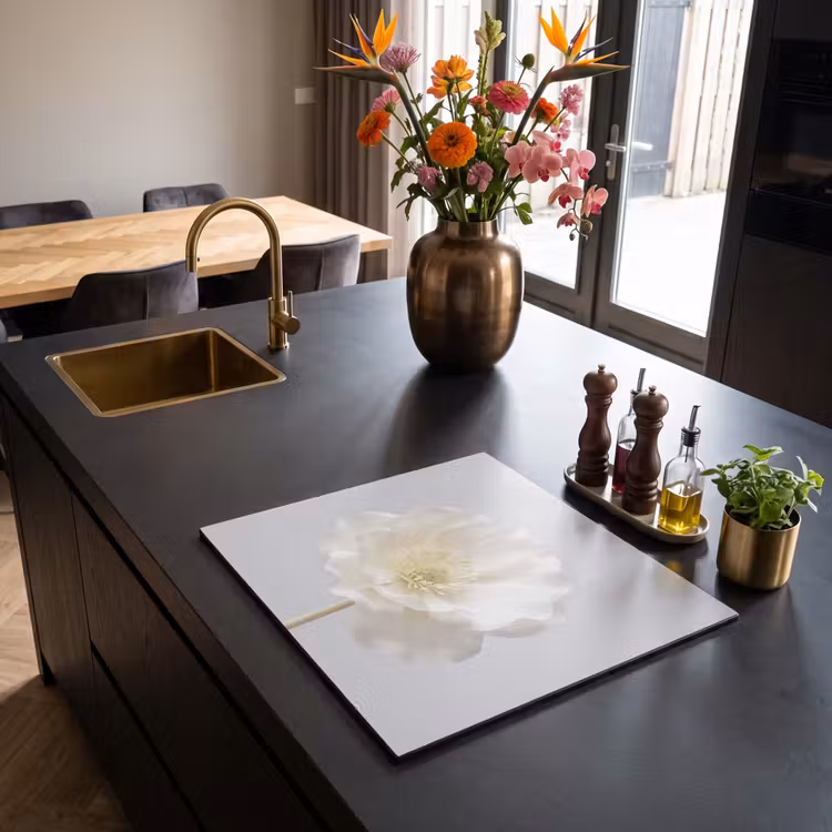 Inductie beschermer - Bloem - Minimalistisch -Wit — 2