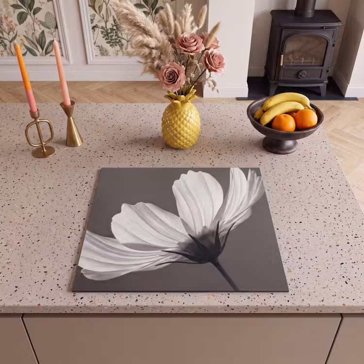 Inductie beschermer - Bloem - Minimalistisch - Zwart - Wit — 3
