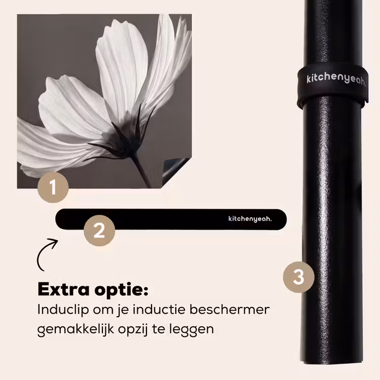 Inductie beschermer - Bloem - Minimalistisch - Zwart - Wit — 8