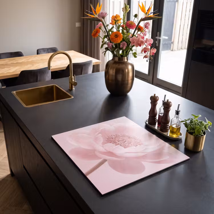 Inductie beschermer - Bloem - Pioenroos - Roze — 2