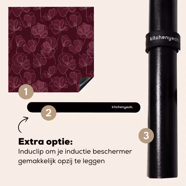 Inductie beschermer - Bloemen - Patroon - Bordeauxrood — 8