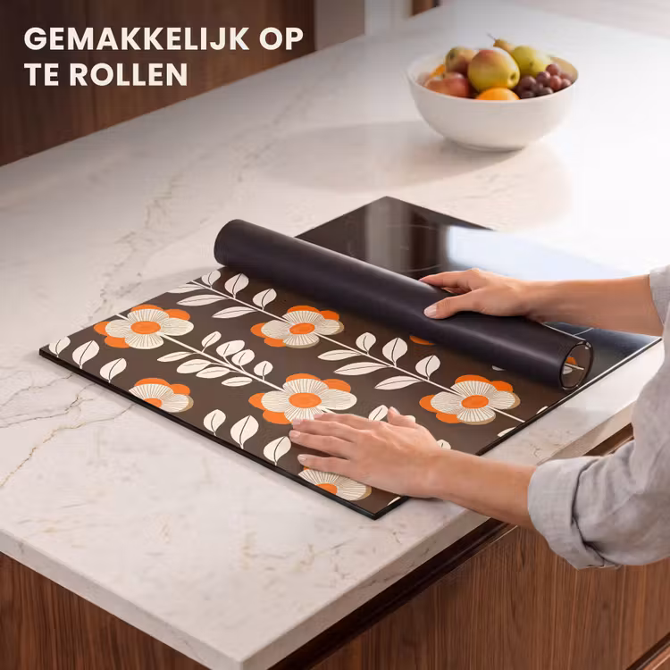Inductie beschermer - Bloemen - Retro - Bruin — 7
