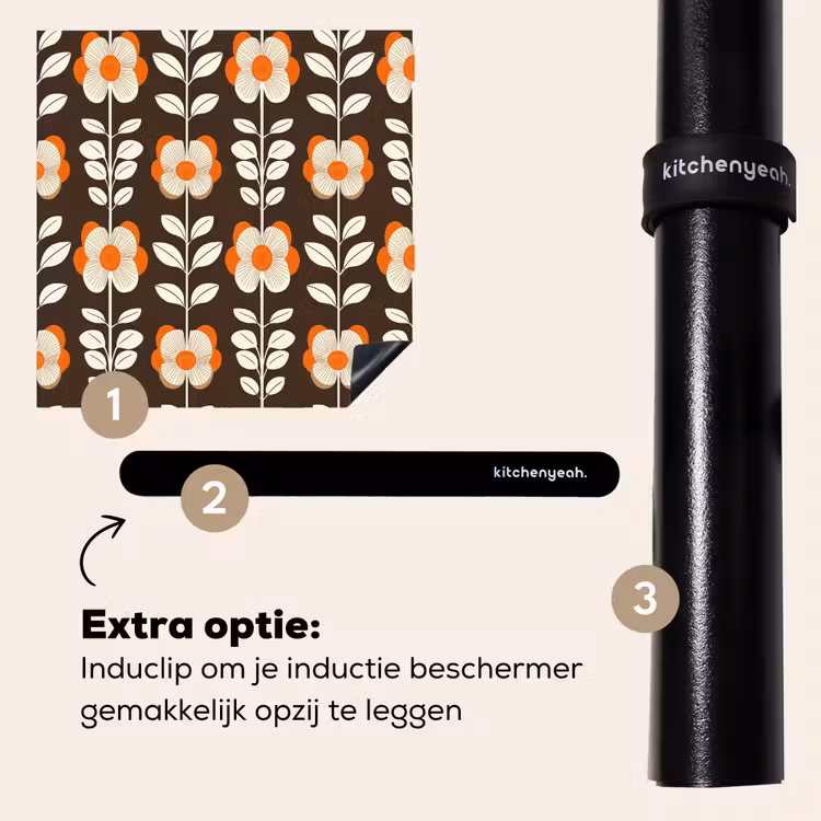 Inductie beschermer - Bloemen - Retro - Bruin — 8
