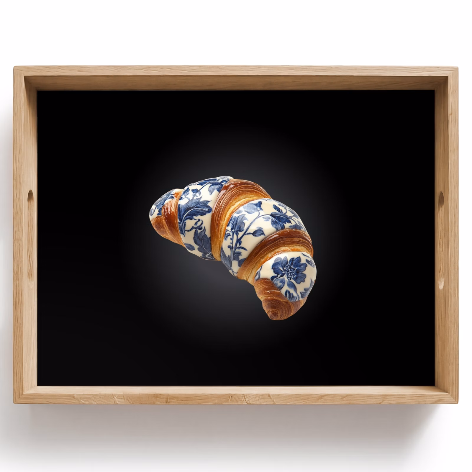 Dienblad - Croissant - Bloemenpatroon - Delftsblauw — 1