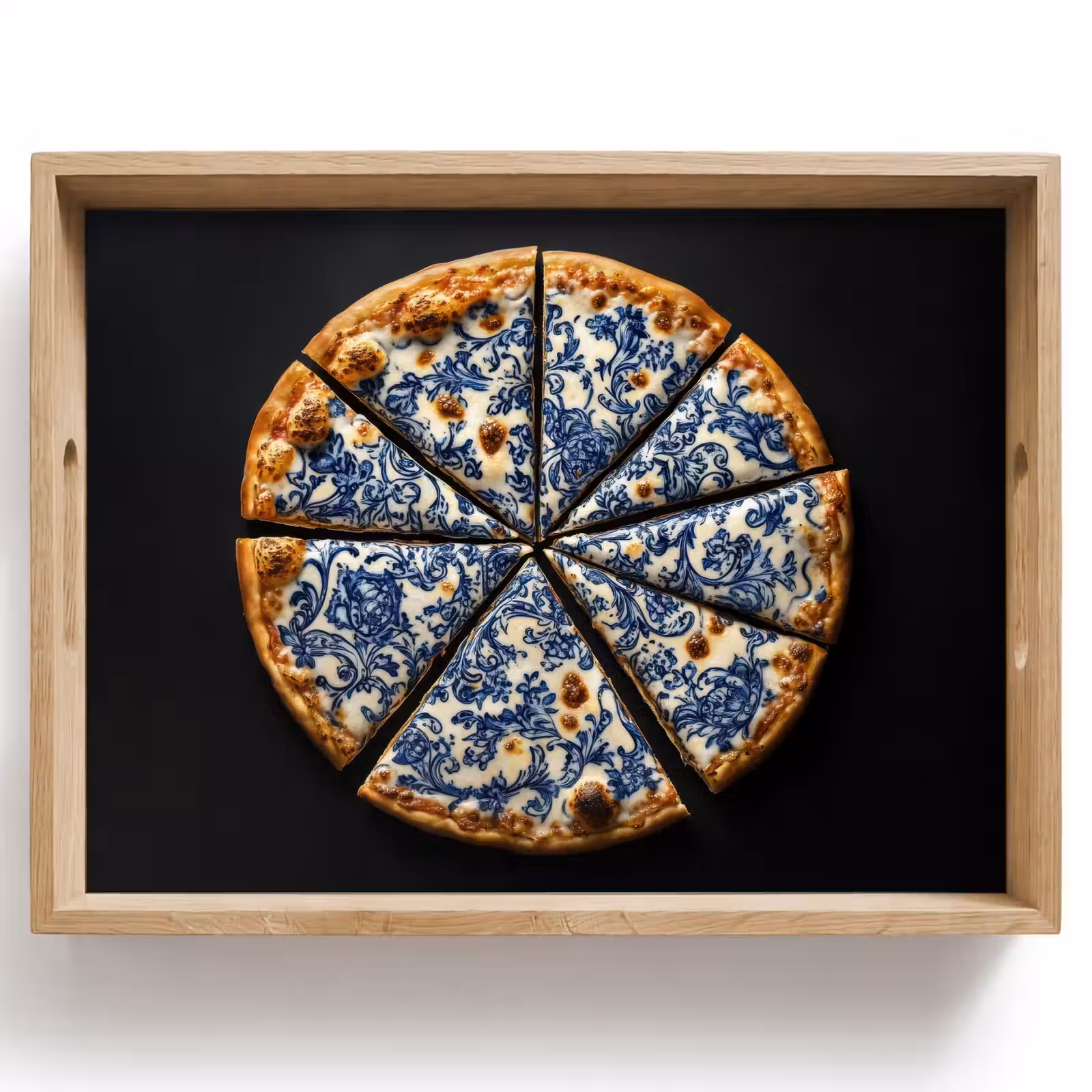 Dienblad - Pizza - Eten - Delftsblauw — 1
