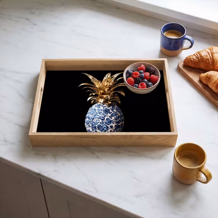 Dienblad - Ananas - Bloemen patroon - Goud - Delftsblauw — 3