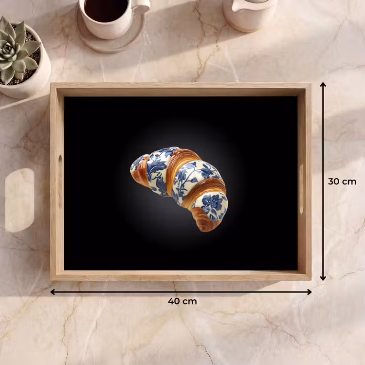 Dienblad - Croissant - Bloemenpatroon - Delftsblauw — 7