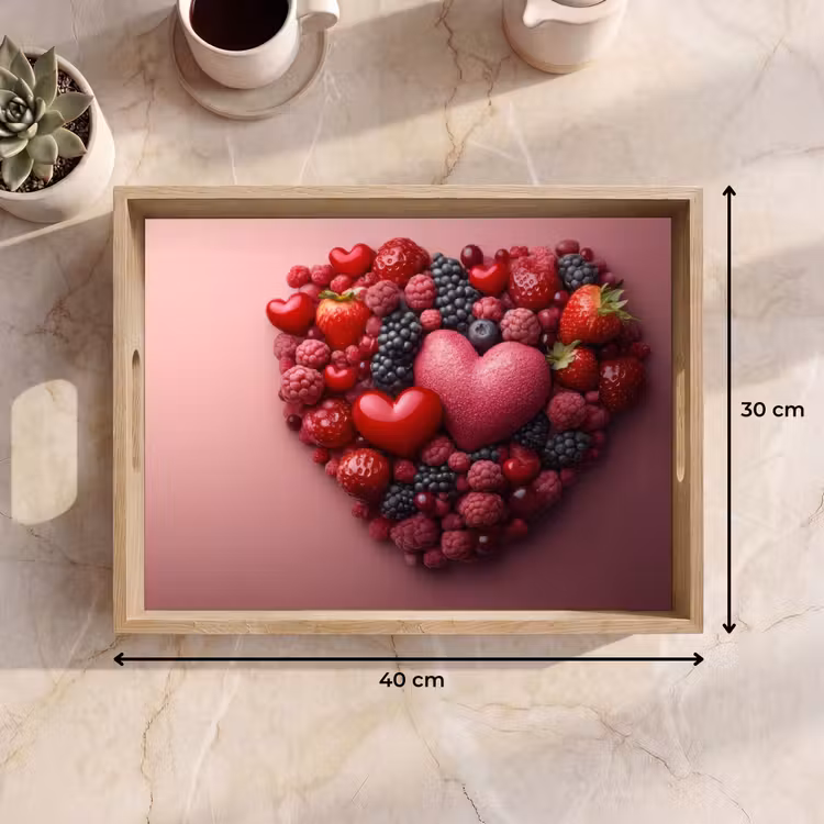 Dienblad - Fruit - Hartjes - Aardbeien - Frambozen - Bosbessen — 7