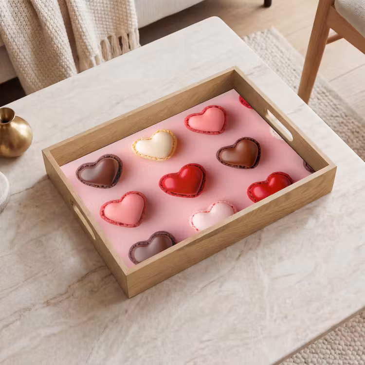 Dienblad - Macarons - Hartjes - Kleurrijk - Roze — 2