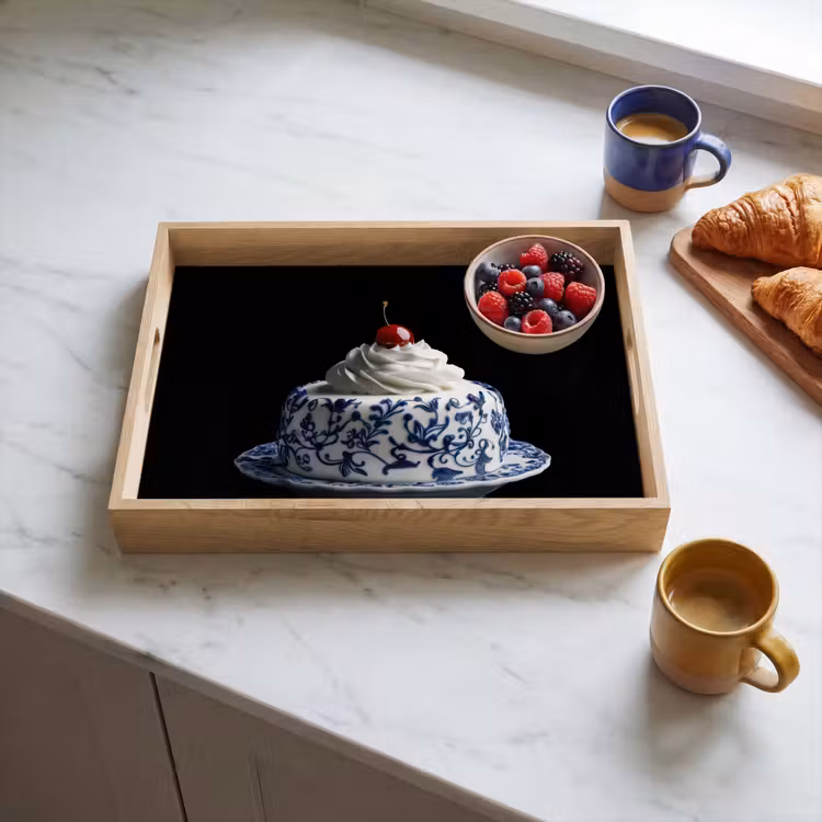 Dienblad - Taart - Slagroom - Kers - Bord - Delfts blauw — 3
