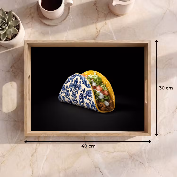 Dienblad - Taco - Vlees - Salade - Delftsblauw - Motief — 7