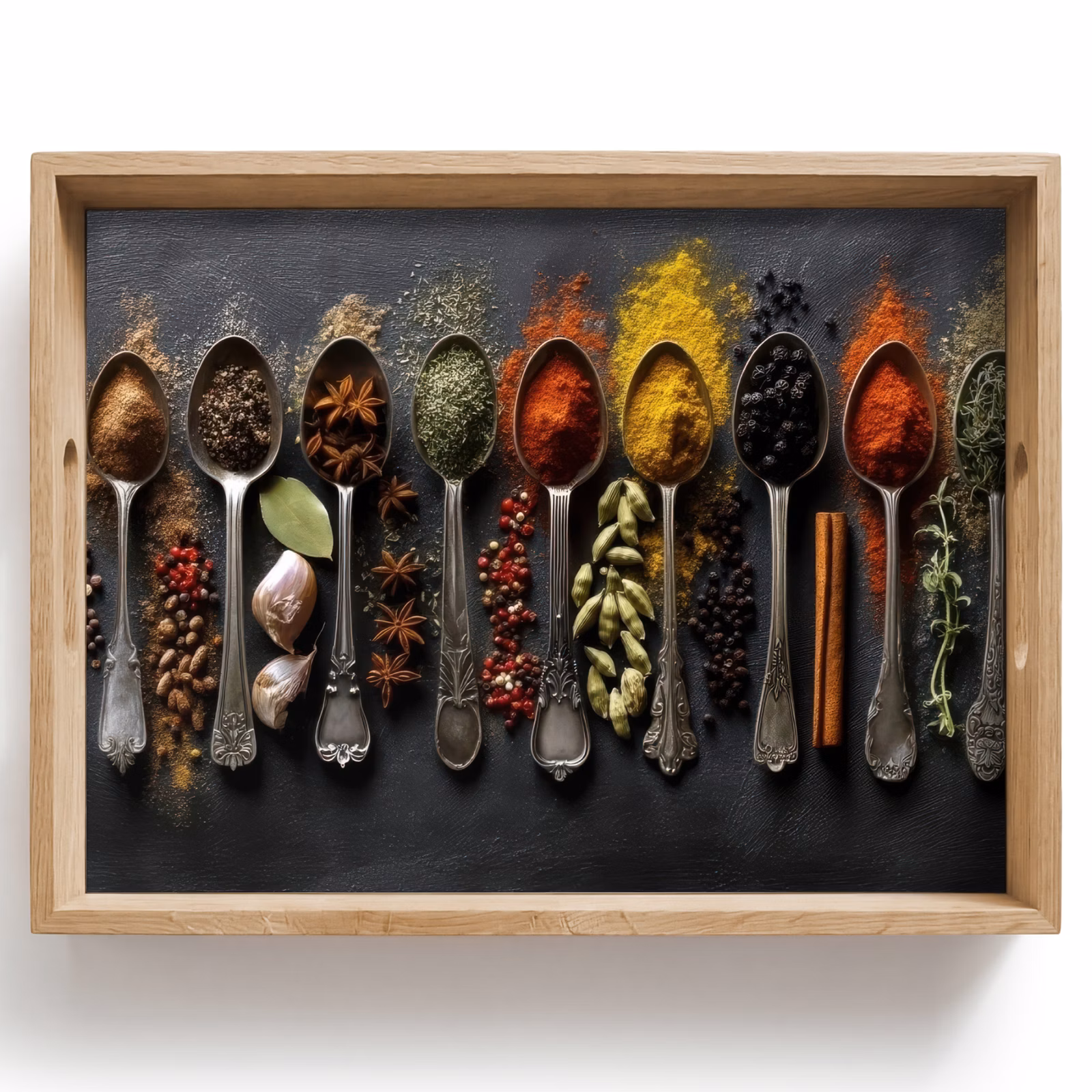 Dienblad - Lepels - Specerijen - Kaneel - Chili — 1