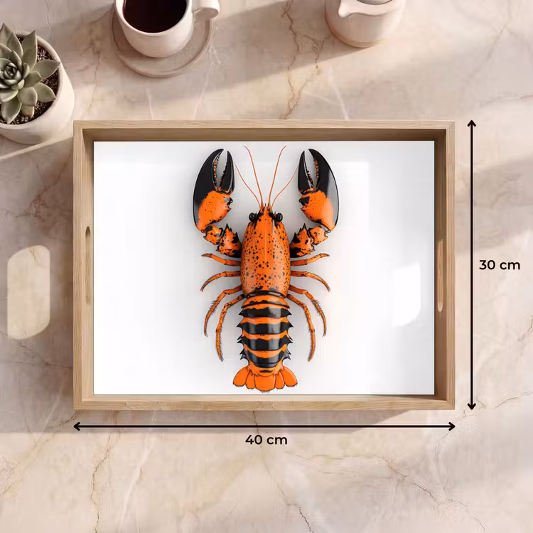 Dienblad - Kreeft - Zwart - Oranje - Wit - Uniek — 7