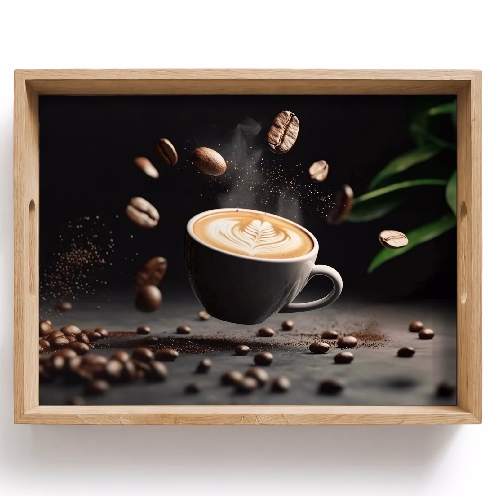 Dienblad - Cappuccino - Kop - Bonen - Bruin — 1