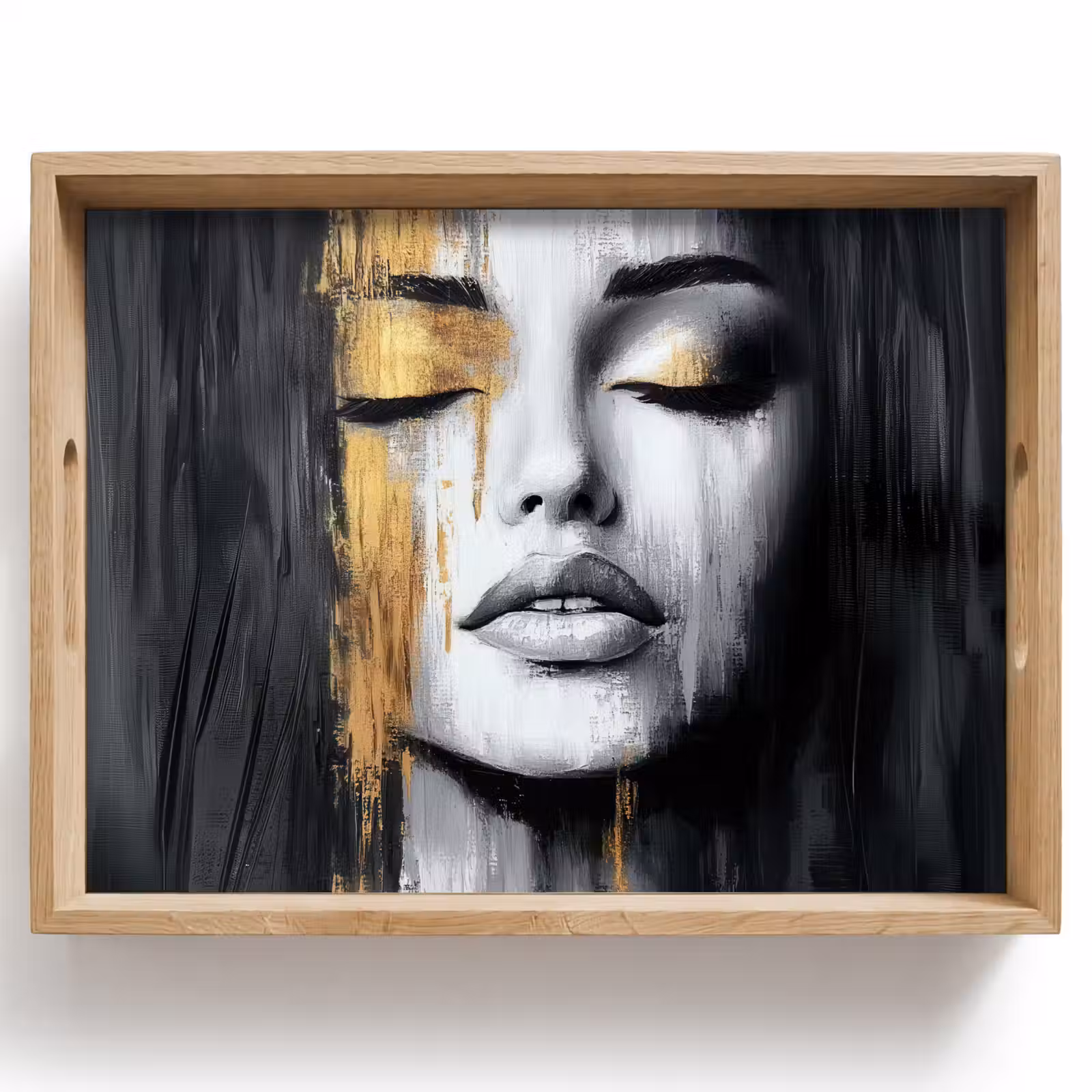 Dienblad - Gezicht - Vrouw - Penseelstreken - Abstract — 1