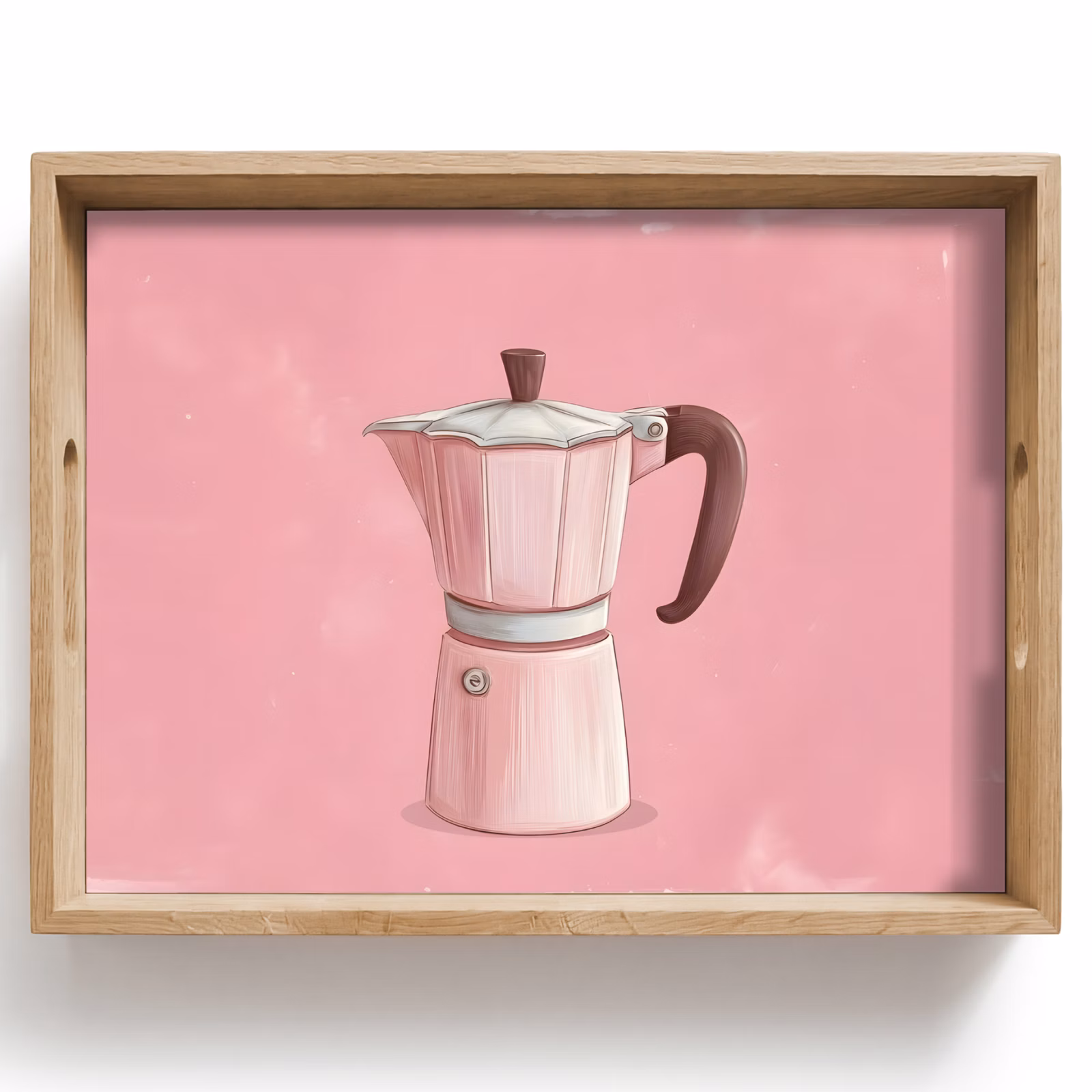 Dienblad - Roze - Mokkapot - Illustratie - Koffie — 1