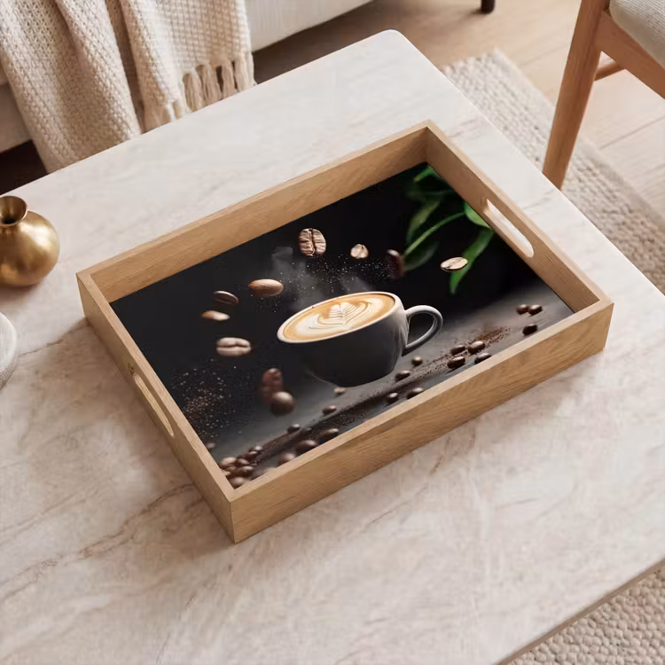Dienblad - Cappuccino - Kop - Bonen - Bruin — 2