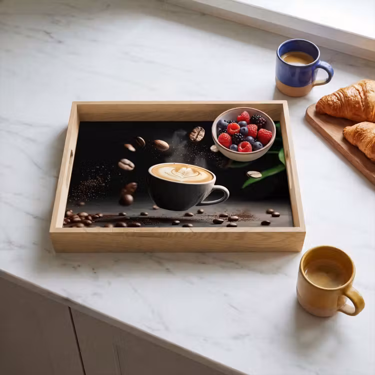 Dienblad - Cappuccino - Kop - Bonen - Bruin — 3