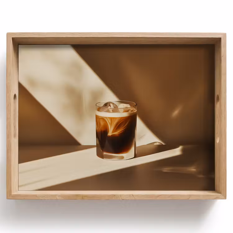 Dienblad - Glas - Ijskoffie - Schaduw - Bruin — 1