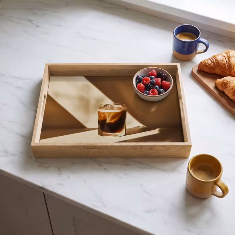 Dienblad - Glas - Ijskoffie - Schaduw - Bruin — 3