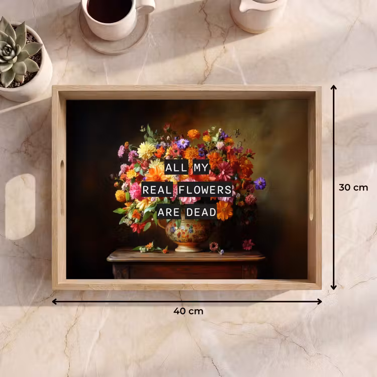 Dienblad - Kleur - Bloemen - Vintage - Bloemenvaas — 7