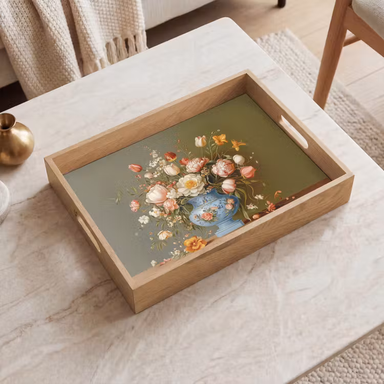 Dienblad - Neutral - Bloemen - Boeket - Vaas — 2