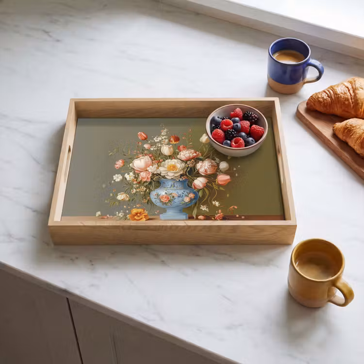 Dienblad - Neutral - Bloemen - Boeket - Vaas — 3