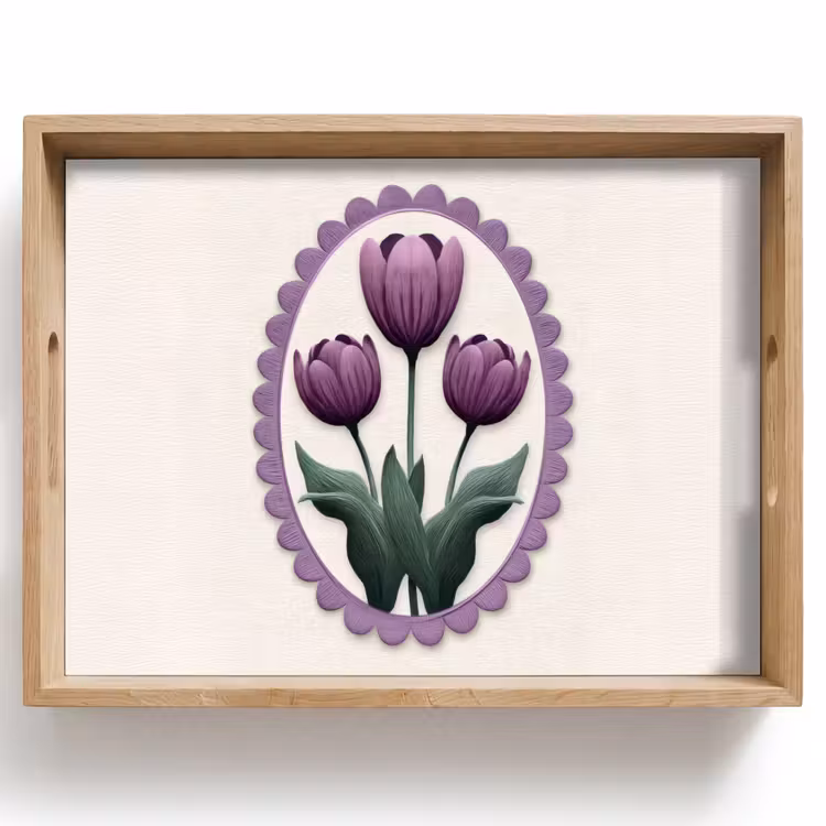 Dienblad - Tulpen - Paars - Lijst - Bladeren — 1