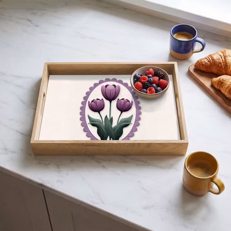 Dienblad - Tulpen - Paars - Lijst - Bladeren — 3