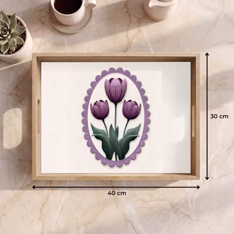 Dienblad - Tulpen - Paars - Lijst - Bladeren — 7