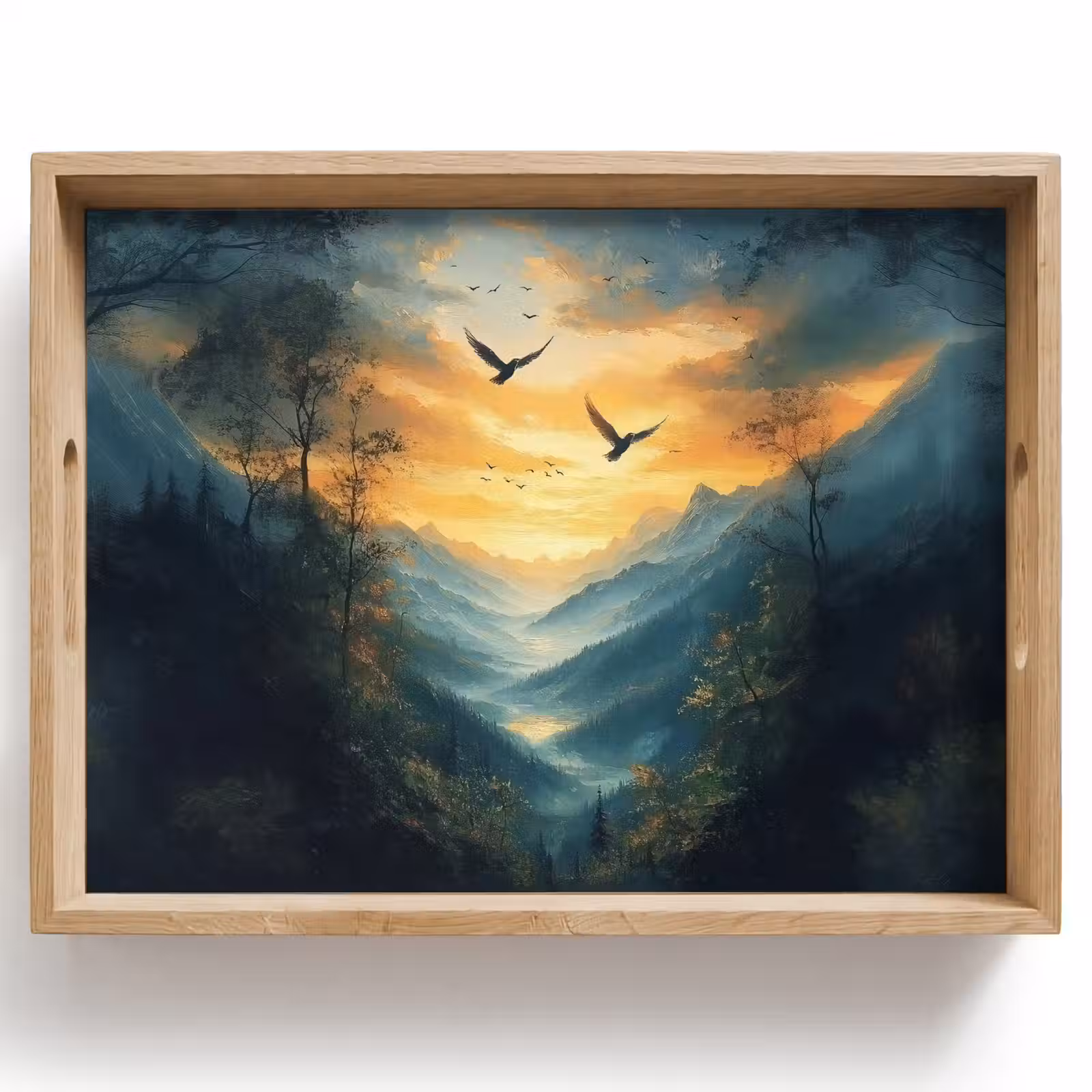 Dienblad - Vogels - Zon - Bomen - Groen — 1